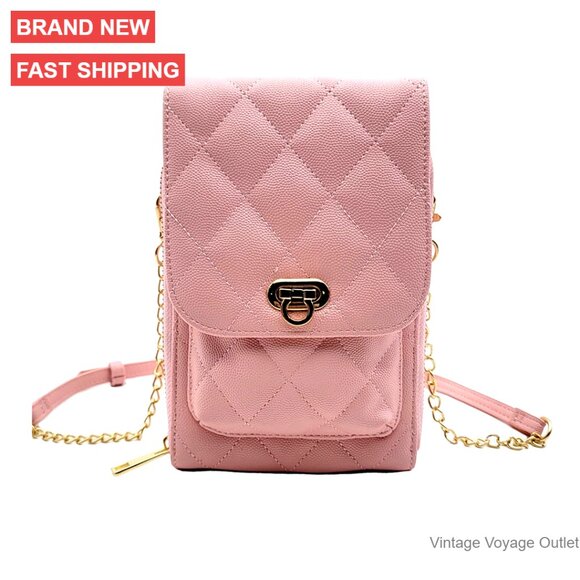 Handbags - Vegan Leather Crossbody Phone Purse with Card Slots Adjustable Strap